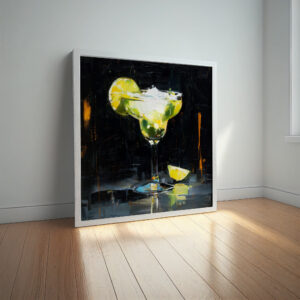 Margarita Cocktail Abstract Modern Painting Print - Colourful Impressionist Art with Lime and Glass - abstract, impressionist, modern, cocktail, Margarita