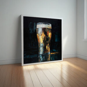 Guinness Beer Impressionist Painting Print in Gold and Dark Tones - Impressionist, Beer, Guinness, Abstract, Bar