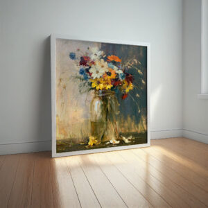 Wildflowers Impressionist Oil Painting for Living Room | Earthy Tones Canvas Print Home Decor - impressionist, wildflowers, oil painting, earthy tones, living room art
