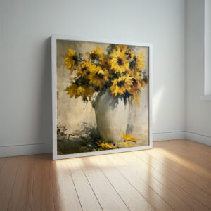 Sunflowers Impressionist Yellow Art Living Room Wall Art | Warm Tones Canvas Print - impressionist, flowers, yellow art, warm tones, living room art