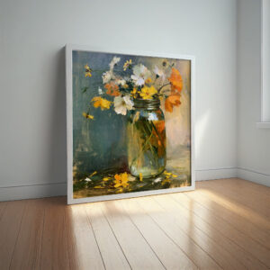 Wildflowers Impressionist Warm Tones Living Room Wall Art | Canvas Print Home Decor - impressionist, flowers, warm tones, living room art, bedroom decor